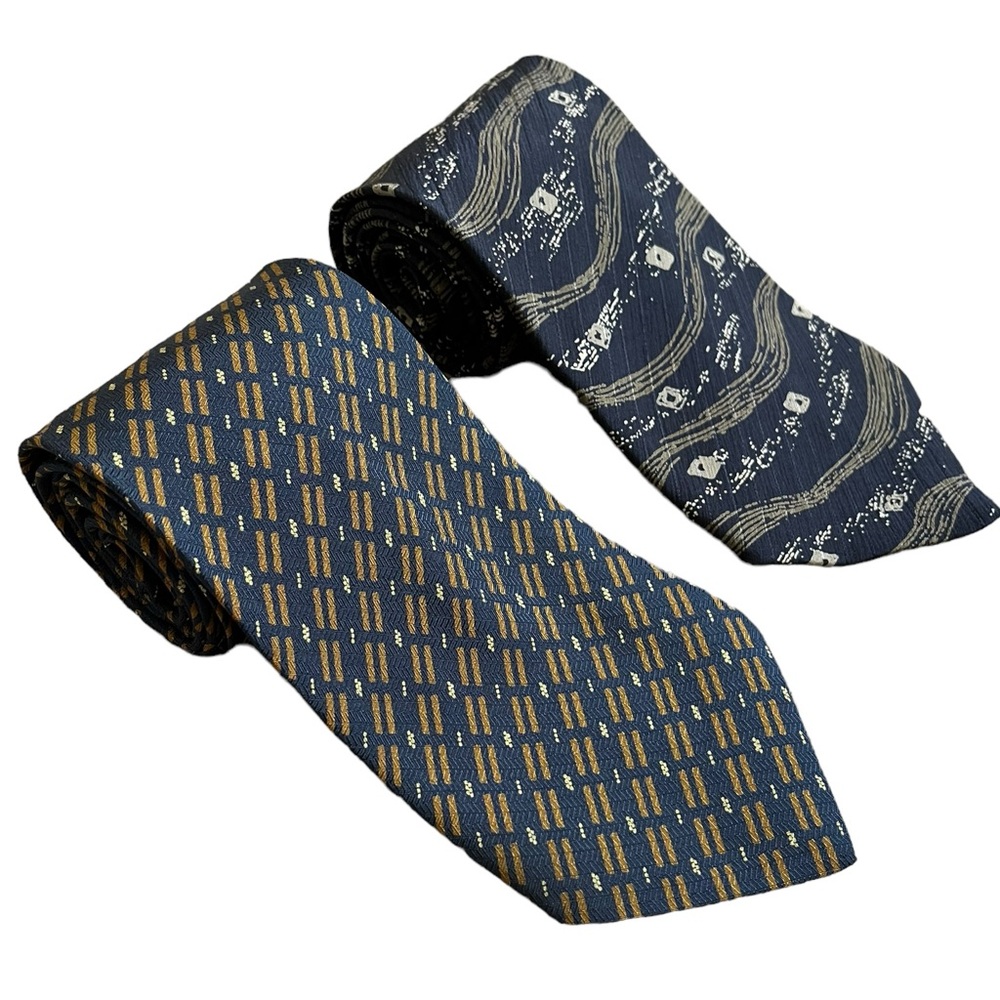 Gian Carlo Lamberti Mens Ties Lot of 2 100% Silk Handmade in Italy Geometric